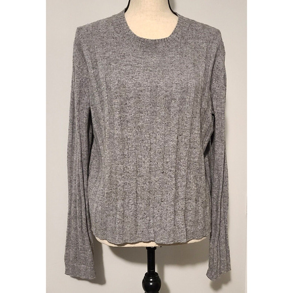WOMAN'S DEREK LAM 10 CROSBY WOOL BLEND OPEN BACK TIE SWEATER GREY SZ M - Picture 1 of 7